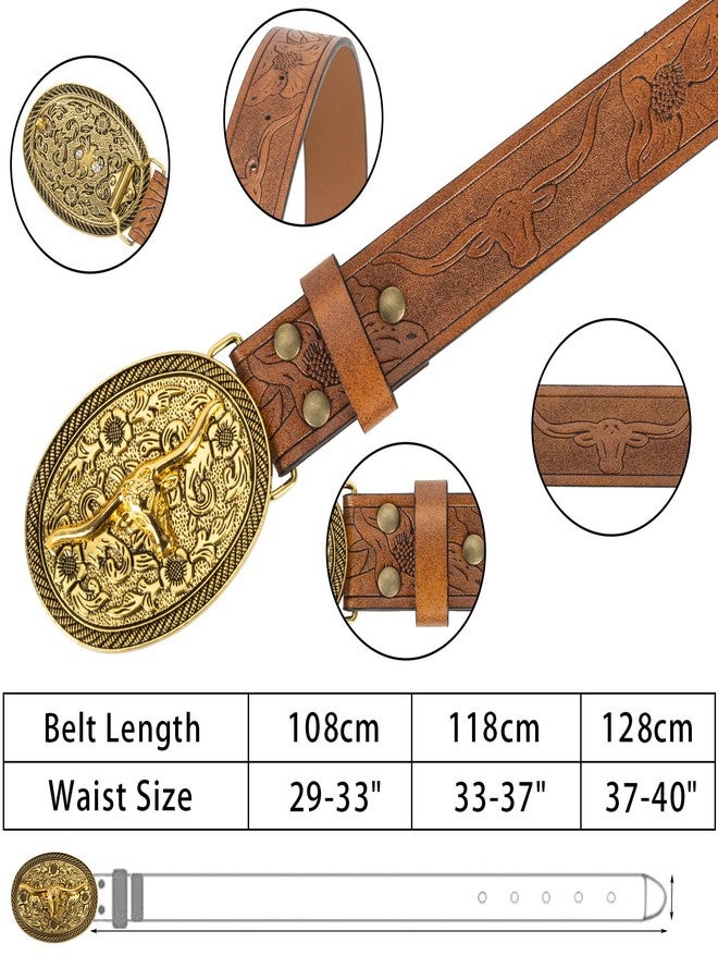 WAYLIT Western Belts for Women Men-Cowgirl-Cowboy-Country-Belt (Brown, Fit 37"-40"/128cm) - Image 3